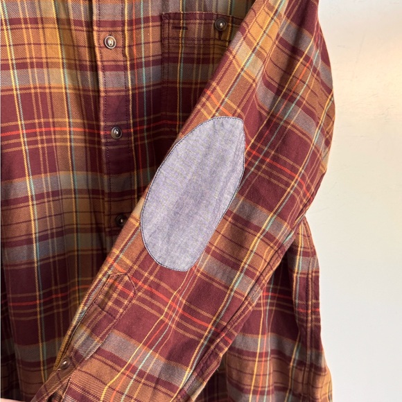 Cremieux Button Down Men Large Red Plaid Long Sleeve Reinforced Elbow luxury - Picture 5 of 11